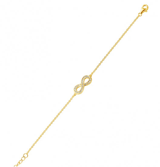 Armband Infinity mit 27 Zirkonia - Silber 925 vergoldet