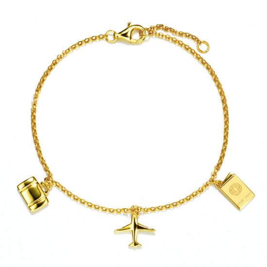 Armband Traveller mit 3 Anhänger Silber 925 vergoldet