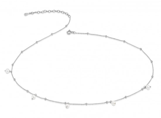 Halskette mit 5 Süßwasser-Zuchtperlen Silber 925 rhodiniert