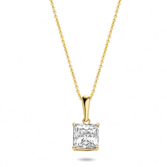 Halskette mit Anhänger Zirkonia 6x6mm Gold 585