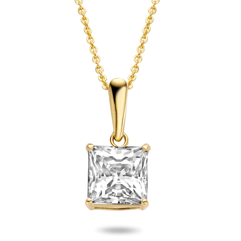 Halskette mit Anhänger Zirkonia 6x6mm Gold 585