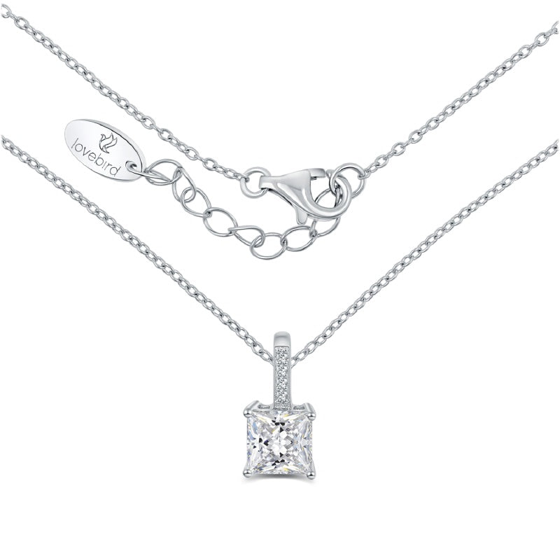 Halskette mit Zirkonia Princess Cut Silber 925