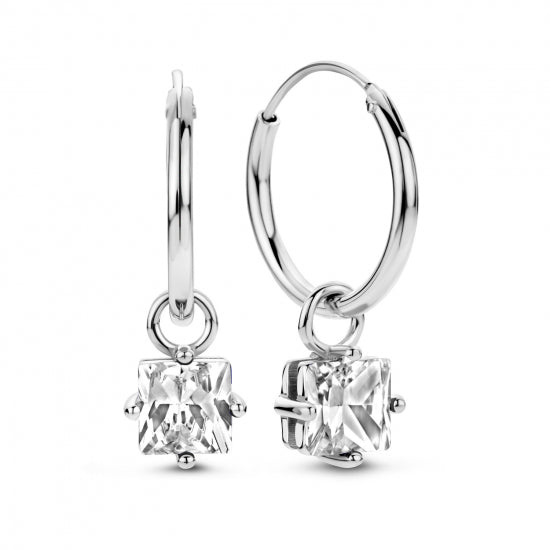 Creolen mit Anhänger Zirkonia Silber 925