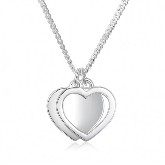 Halskette mit 2 Herzen Silber 925