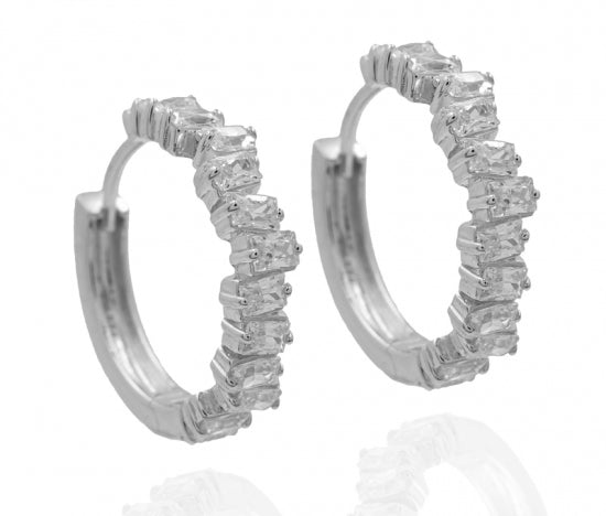 Creolen mit 26 Zirkonia Silber 925