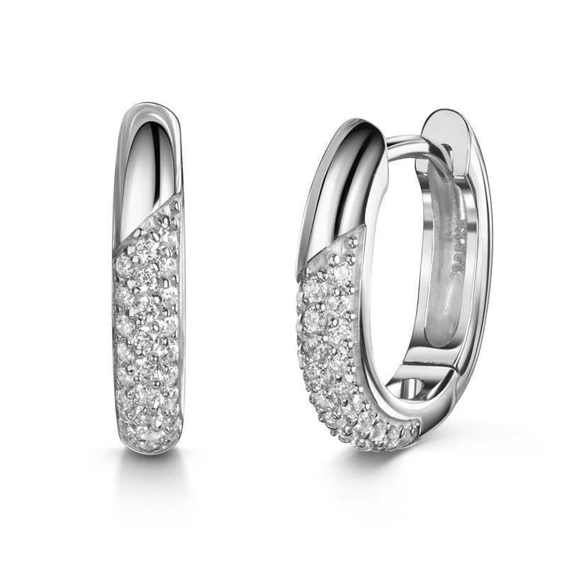 Creolen oval mit 56 Zirkonia Silber 925