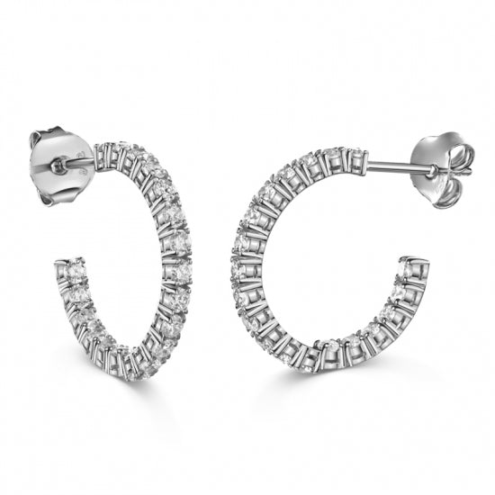 Ohrringe Creolen mit 38 Zirkonia Silber 925