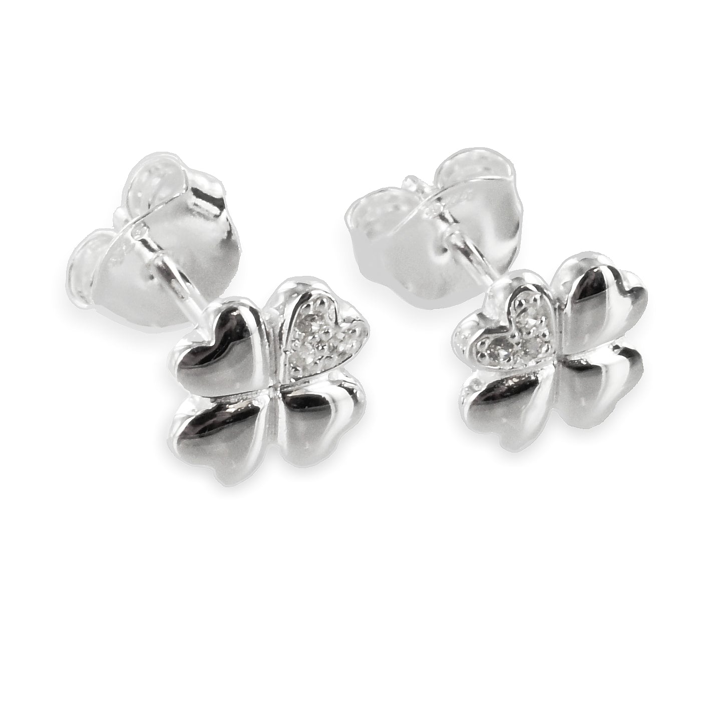 Ohrringe Kleeblatt mit 6 Zirkonia - Silber 925