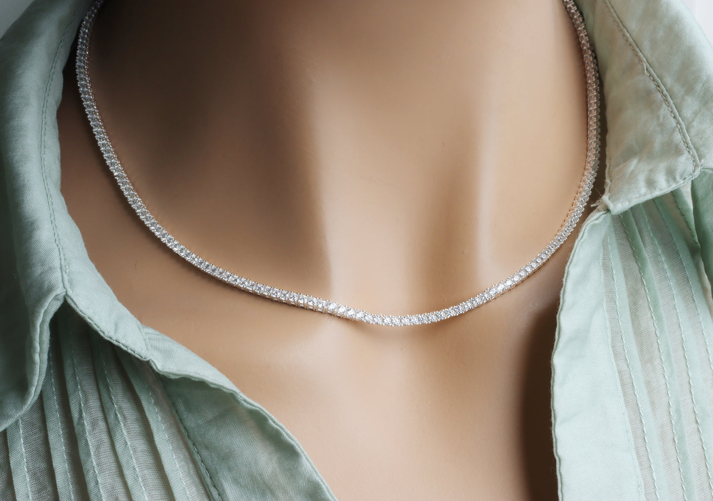 Tennis-Halskette mit 180 Zirkonia Silber 925