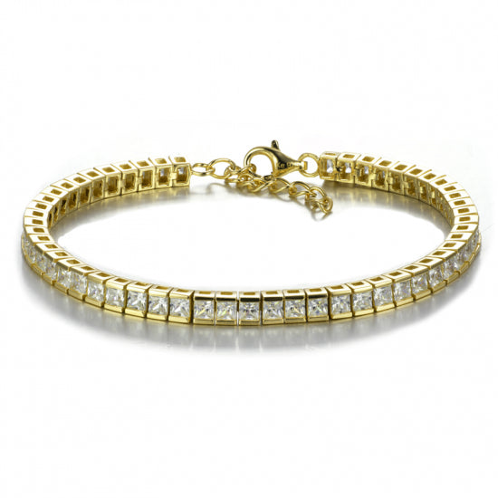 Tennisarmband mit 65 Zirkonia Silber 925 vergoldet