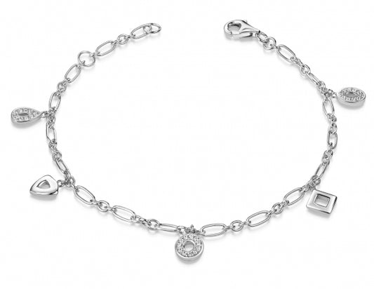 Armband mit 5 Anhänger und 30 Zirkonia Silber 925