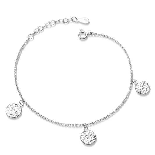 Armband mit 3 Plättchen Hammerschlag Silber 925