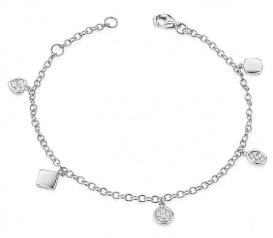 Armband mit 5 Anhänger und 16 Zirkonia Silber 925