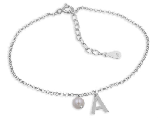 Armband mit Buchstabe & Süßwasserzuchtperle Silber 925