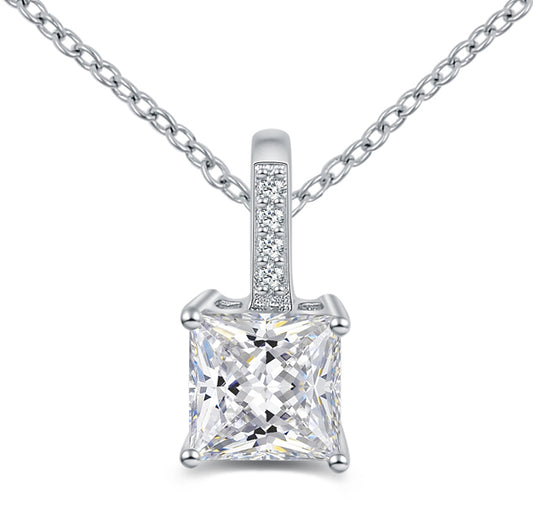 Halskette mit Zirkonia Princess Cut Silber 925