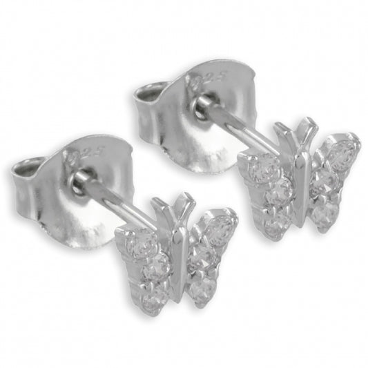 Ohrringe Schmetterling mit 12 Zirkonia Echt Silber 925