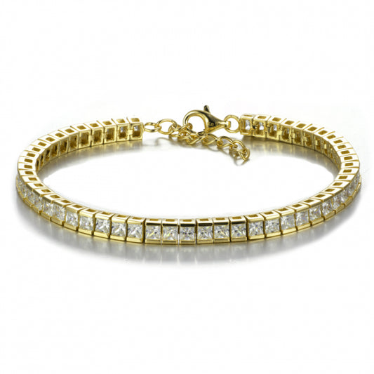 Tennisarmband mit 65 Zirkonia Silber 925 vergoldet