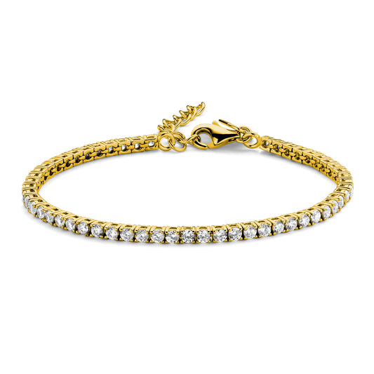 Tennisarmband mit Zirkonia weiß Silber 925 vergoldet